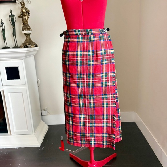Women's Red Tartan Midi Wrap Skirt - Classic Plaid - Picture 4 of 15